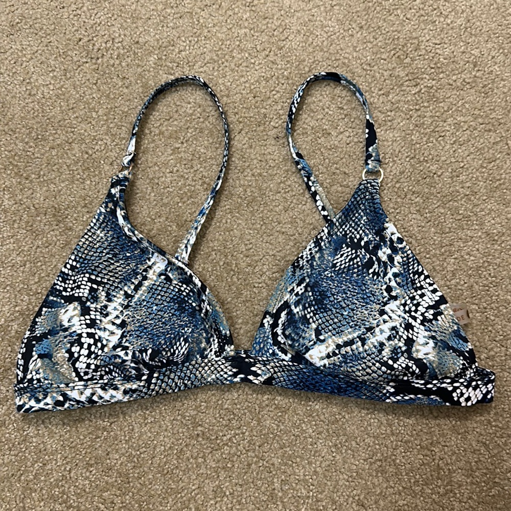 Blue multi print bikini top size medium